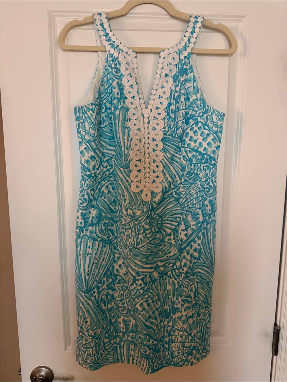 Lilly Pulitzer Turquoise and White Sleeveless Shift Dress